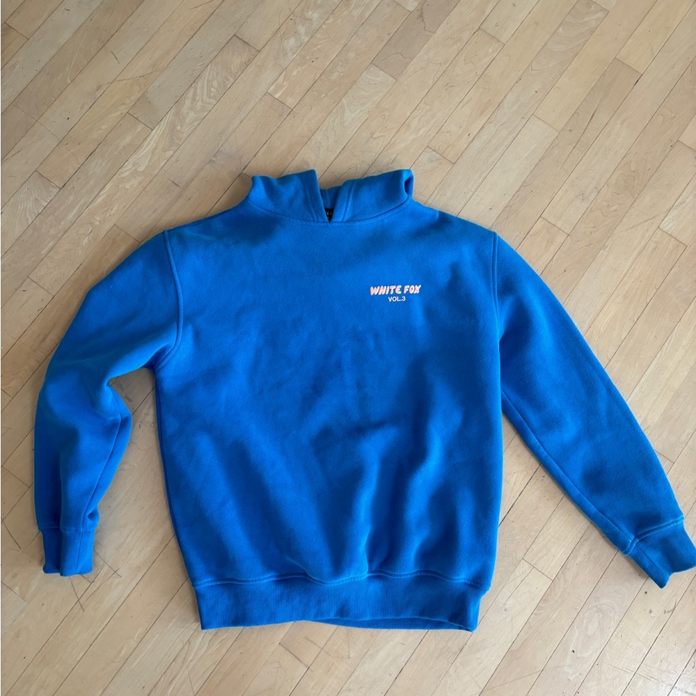 White fox blue and pink hoodie